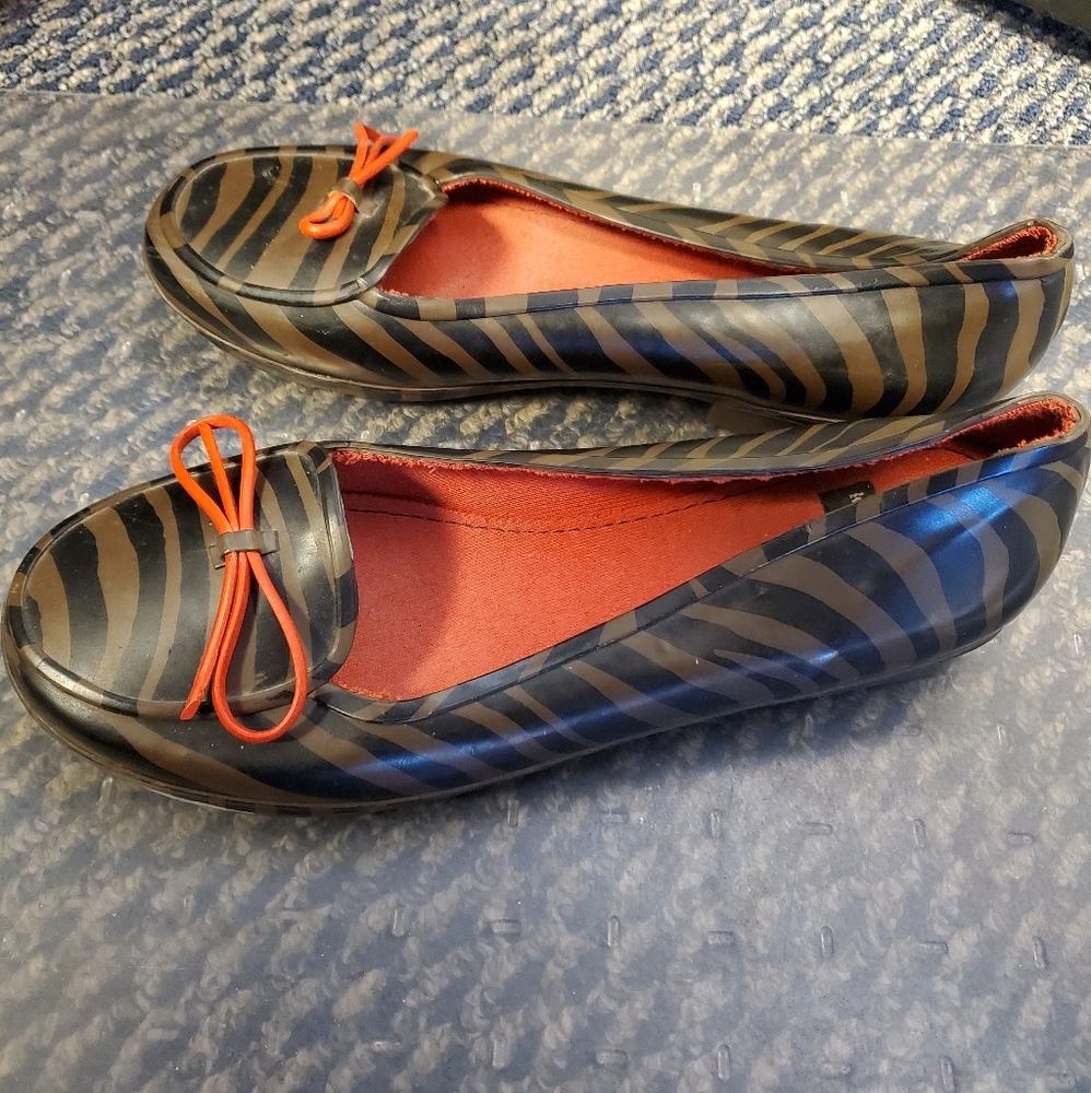 Kate Spade Striped Rubber Rain Flats Size 7